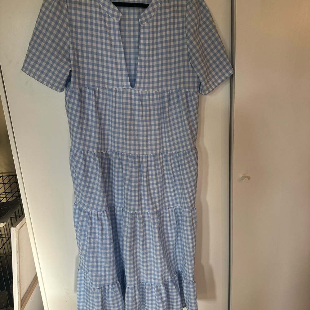 Blue Gingham Maxi Dress size L